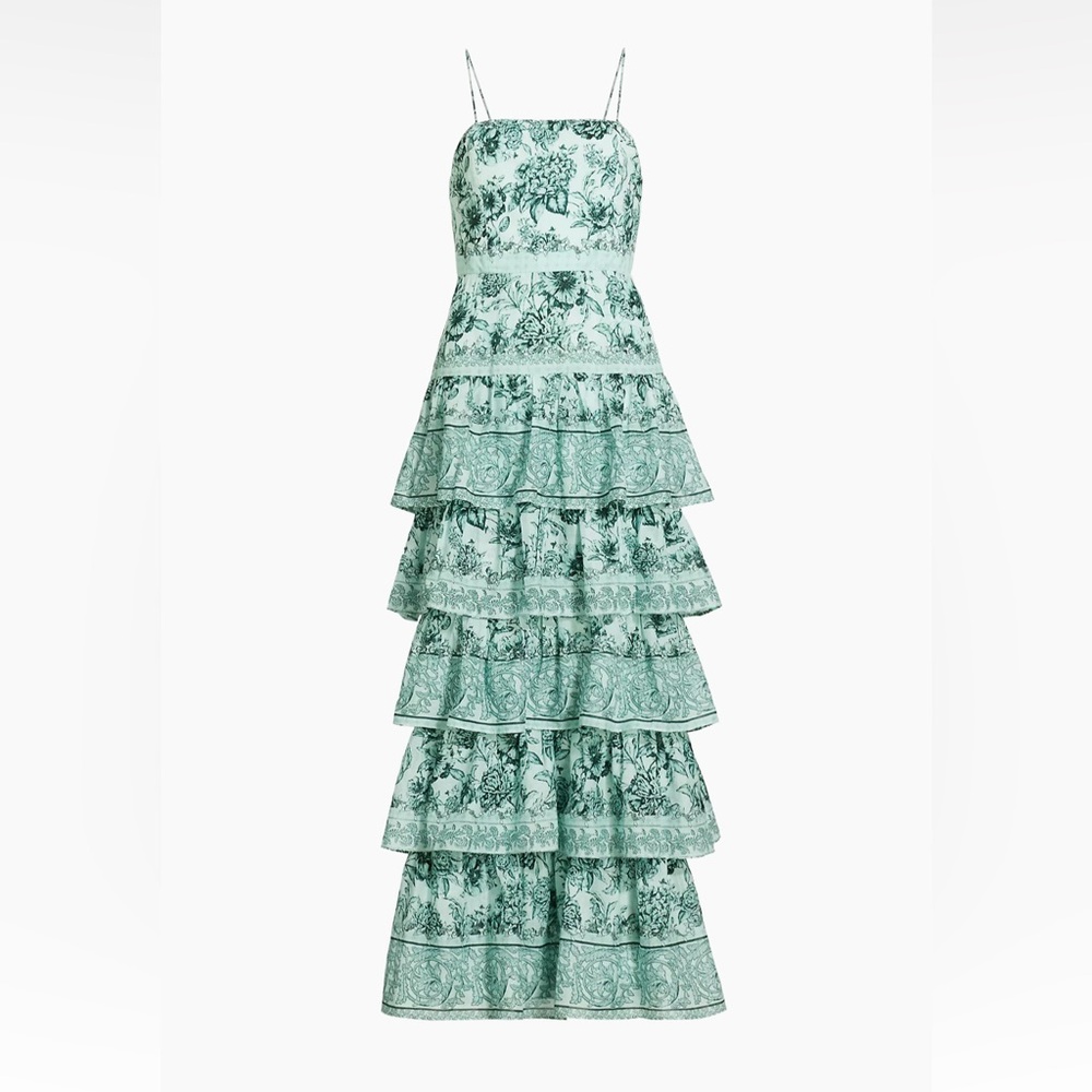 Alice + Olivia Green Tiered Maxi Dress